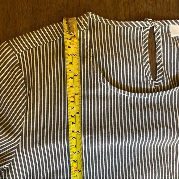 J. Jill Top Women's XS Gray White Striped Tie Front 3/4 Sleeves Casual Top - Picture 7 of 11